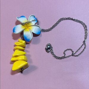 Floral Pendant Necklace with Yellow Accents